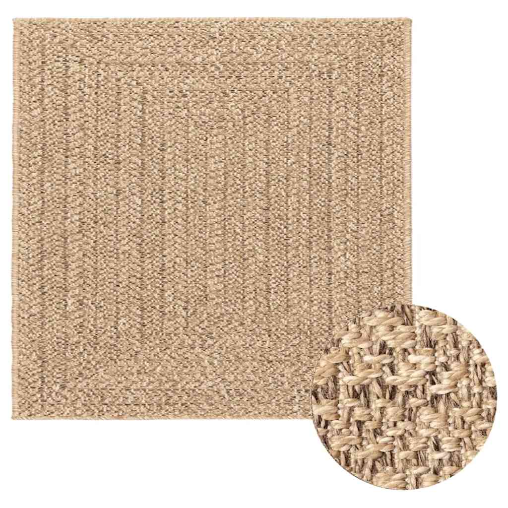 Rug ZIZUR Beige 240x240 cm Jute Look Indoor and Outdoor