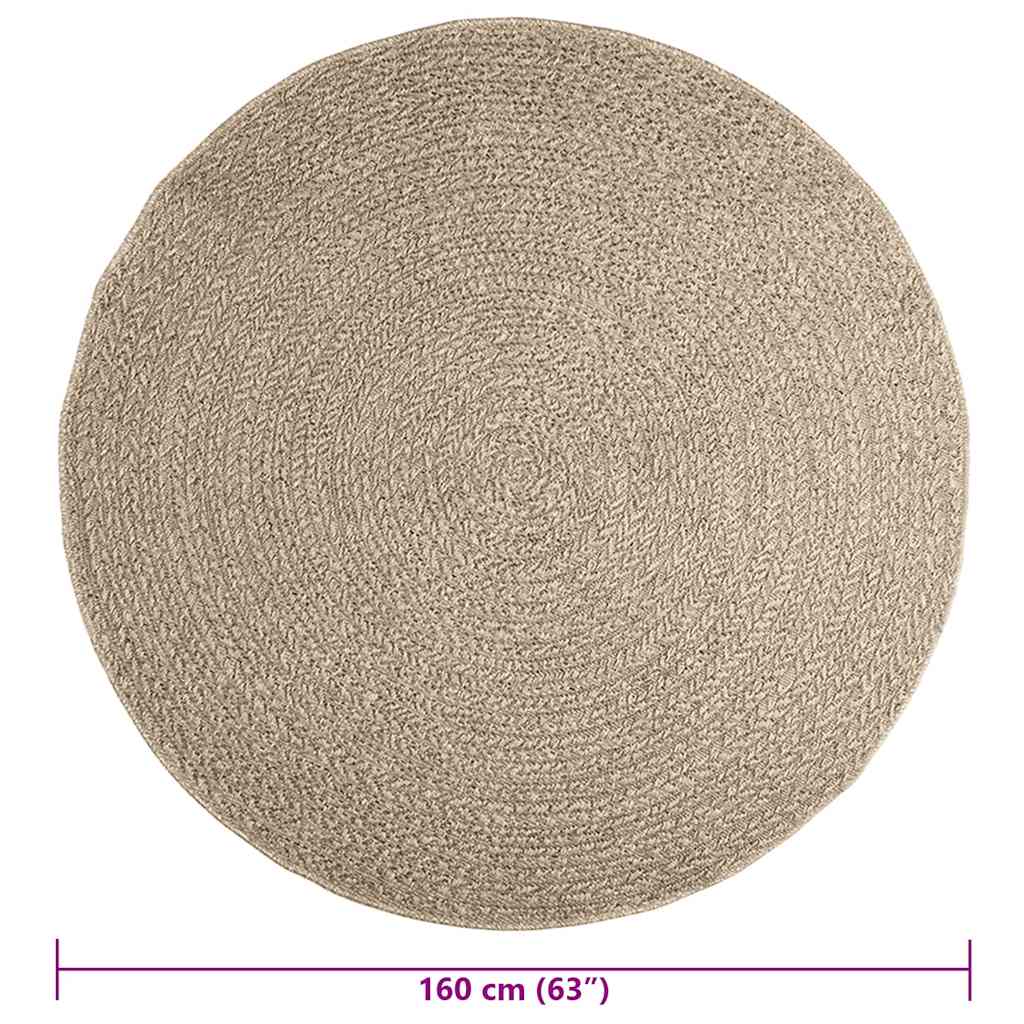 Rug ZIZUR Beige Ø 160 cm Jute Look Indoor and Outdoor