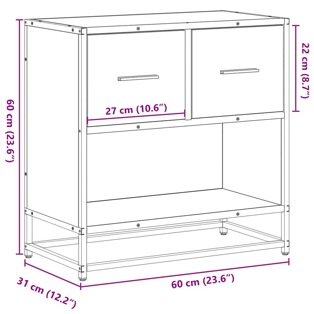 Bedside Cabinet Black 60x31x60 cm Engineered Wood and Metal