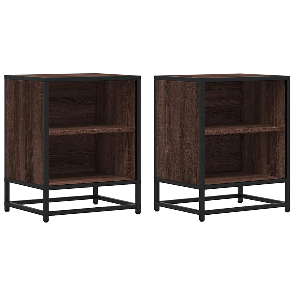 Bedside Cabinets 2 pcs Brown Oak 40x31x50 cm Engineered Wood and Metal