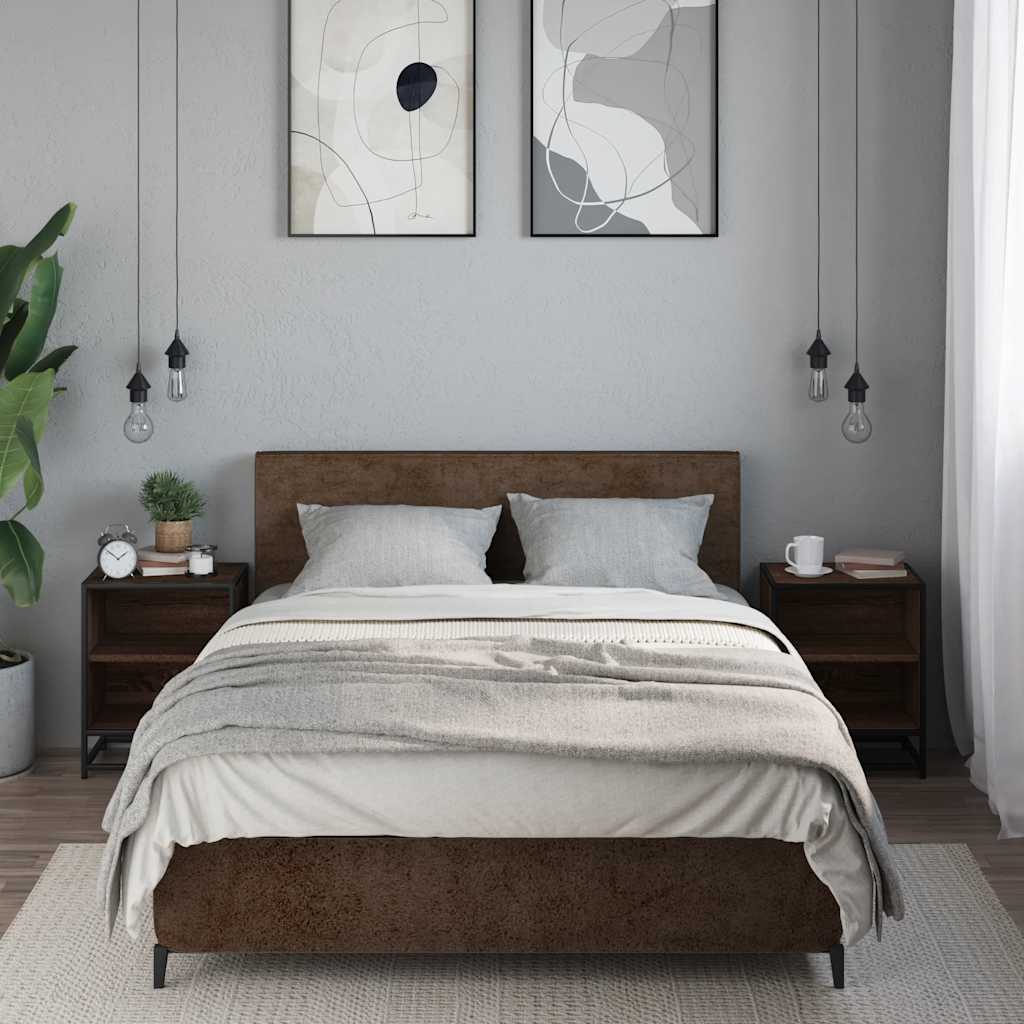 Bedside Cabinets 2 pcs Brown Oak 40x31x50 cm Engineered Wood and Metal