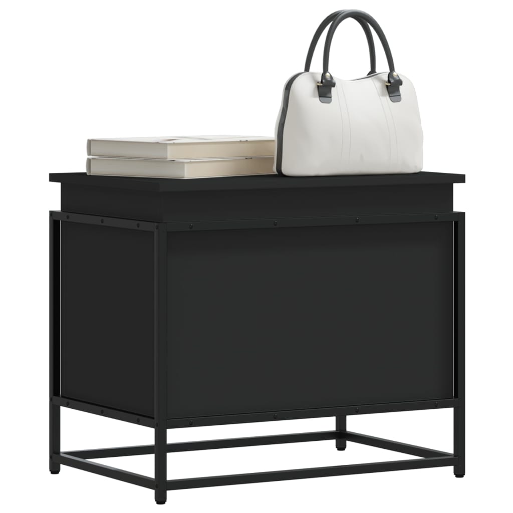 Storage Box with Lid Black 60x40x51.5 cm Engineered Wood