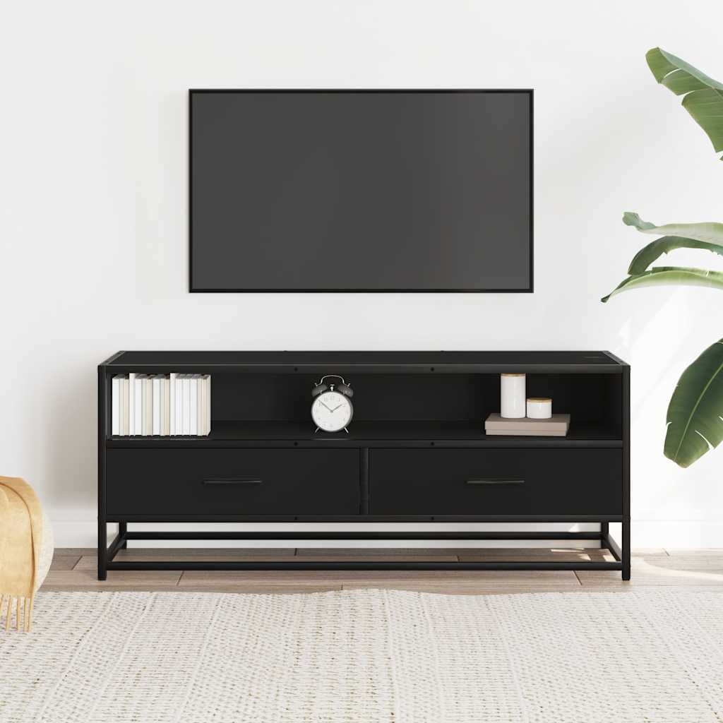 TV Cabinet Black 100x34.5x40 cm Engineered Wood and Metal
