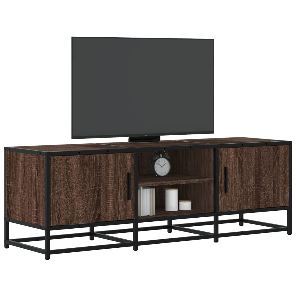 TV Cabinet Brown Oak 120x35x41 cm Engineered Wood and Metal