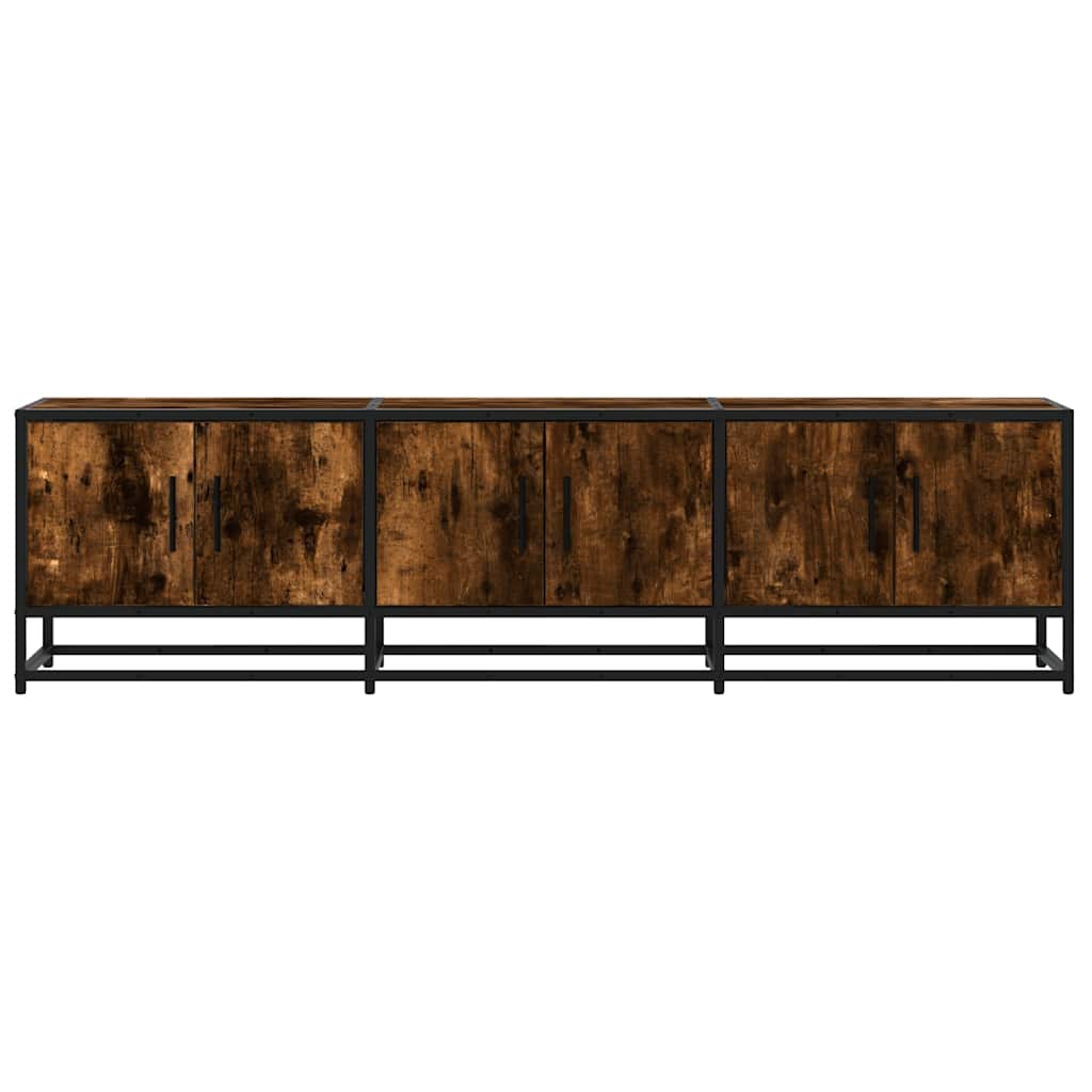 TV Cabinet Smoked Oak 150x35x41 cm Engineered Wood and Metal