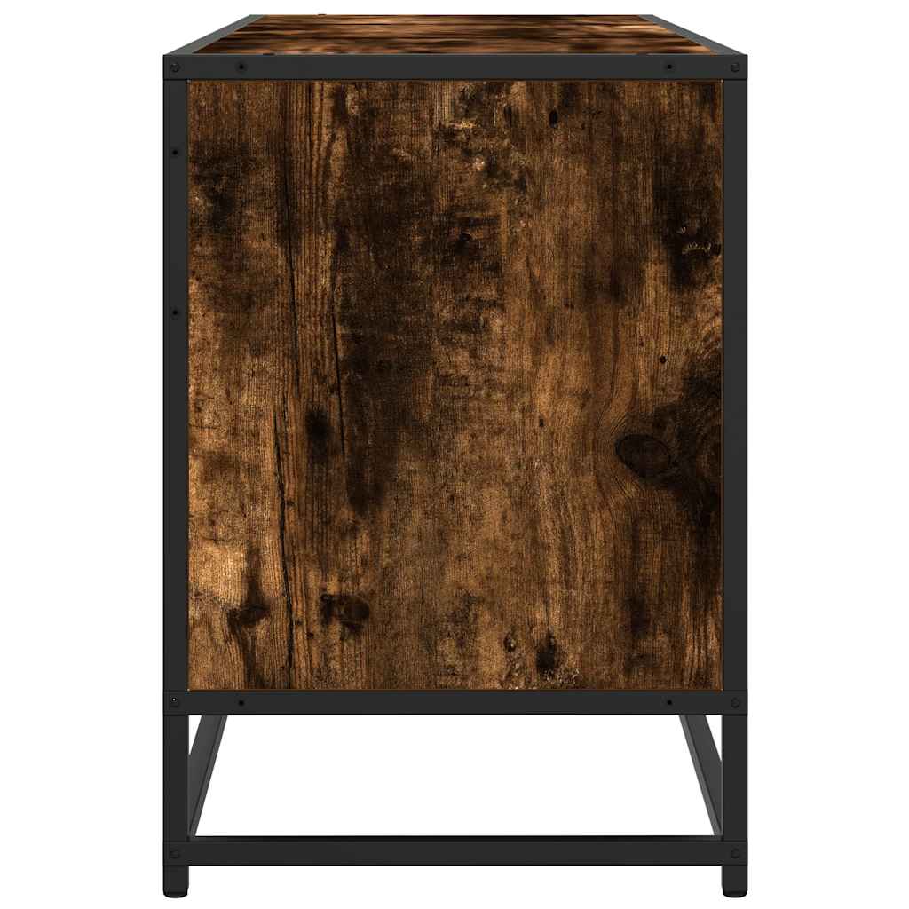 TV Cabinet Smoked Oak 150x35x41 cm Engineered Wood and Metal