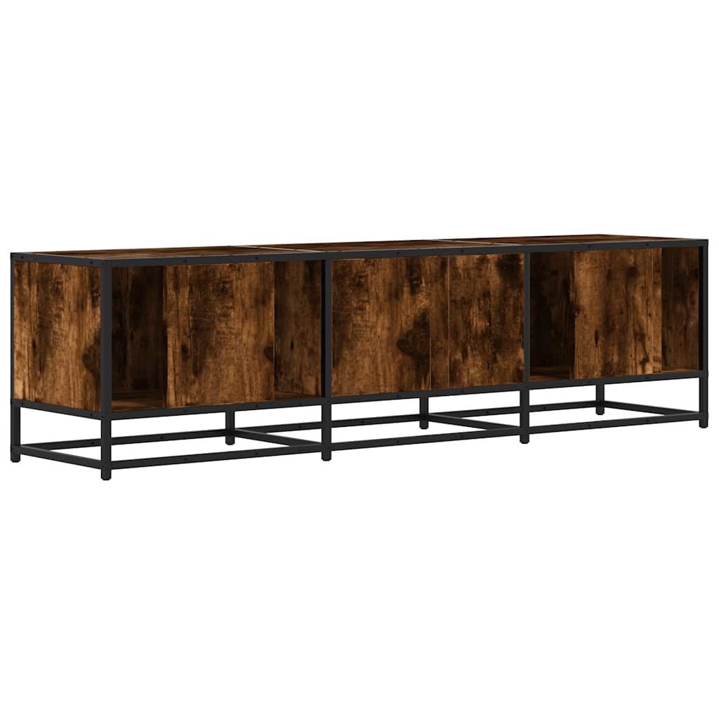 TV Cabinet Smoked Oak 150x35x41 cm Engineered Wood and Metal