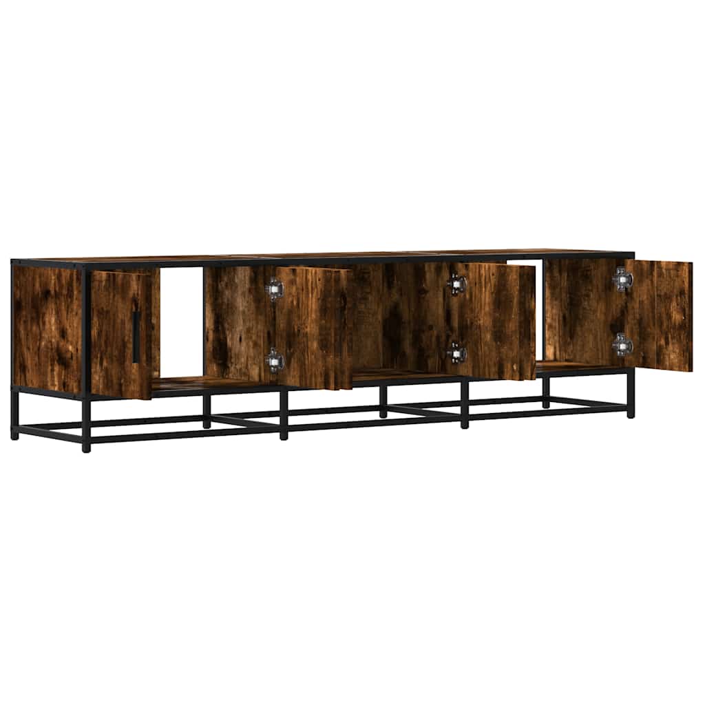 TV Cabinet Smoked Oak 150x35x41 cm Engineered Wood and Metal