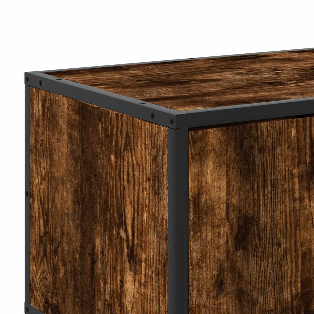 TV Cabinet Smoked Oak 150x35x41 cm Engineered Wood and Metal