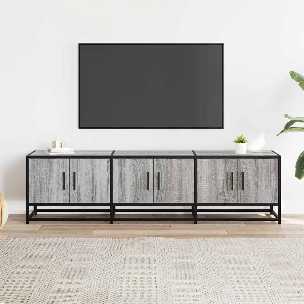 TV Cabinet Grey Sonoma 150x35x41 cm Engineered Wood and Metal