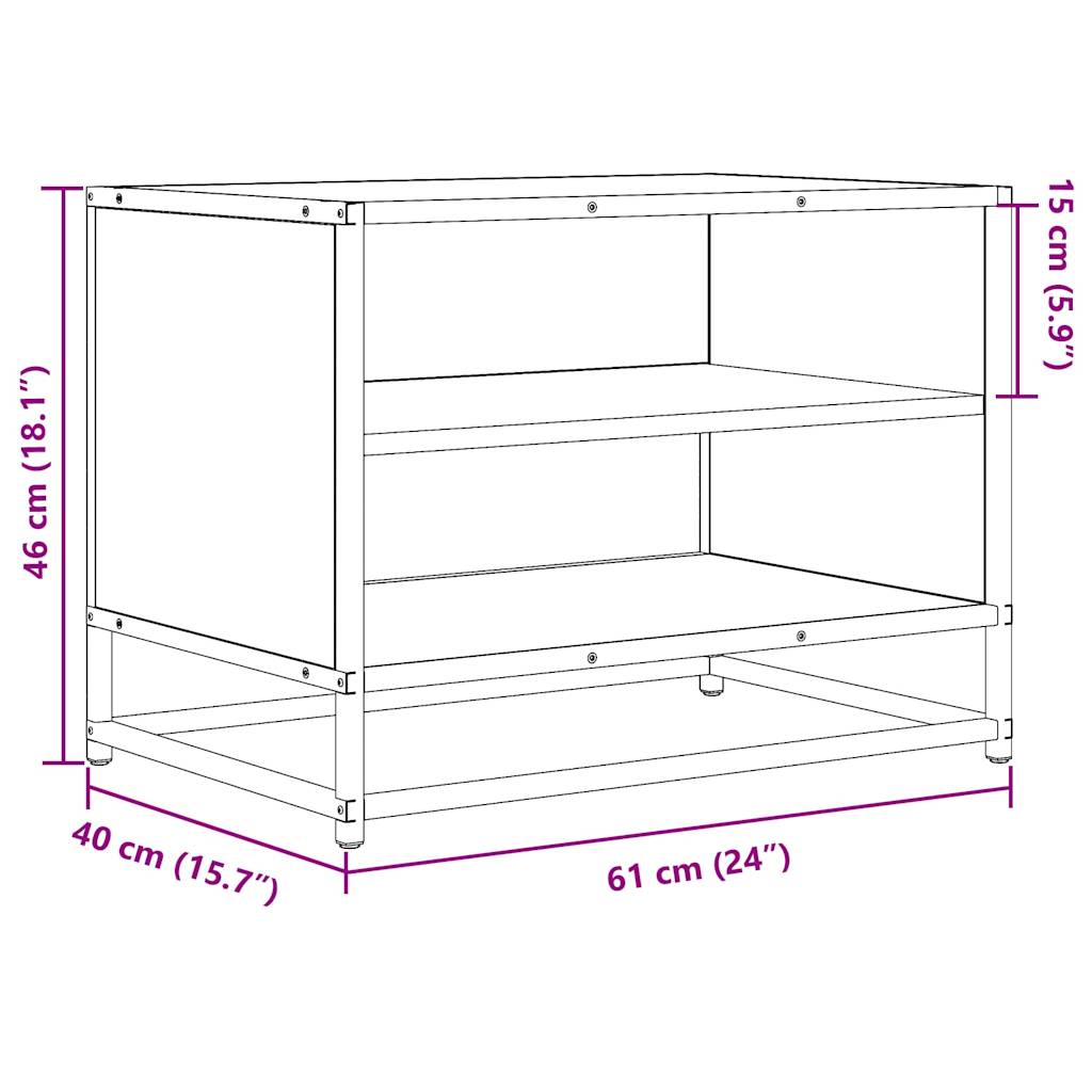 TV Cabinet Grey Sonoma 61x40x46 cm Engineered Wood and Metal