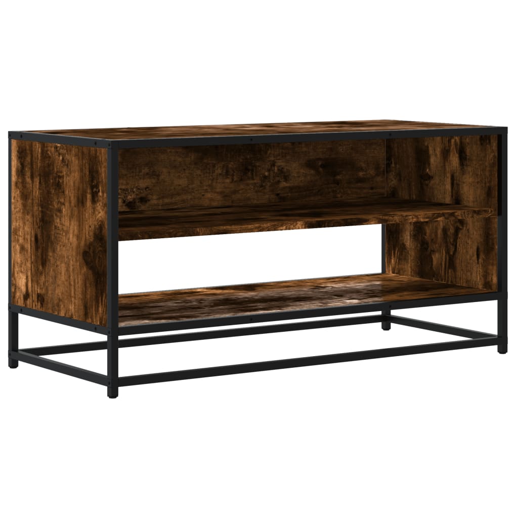 TV Cabinet Smoked Oak 91x40x46 cm Engineered Wood and Metal