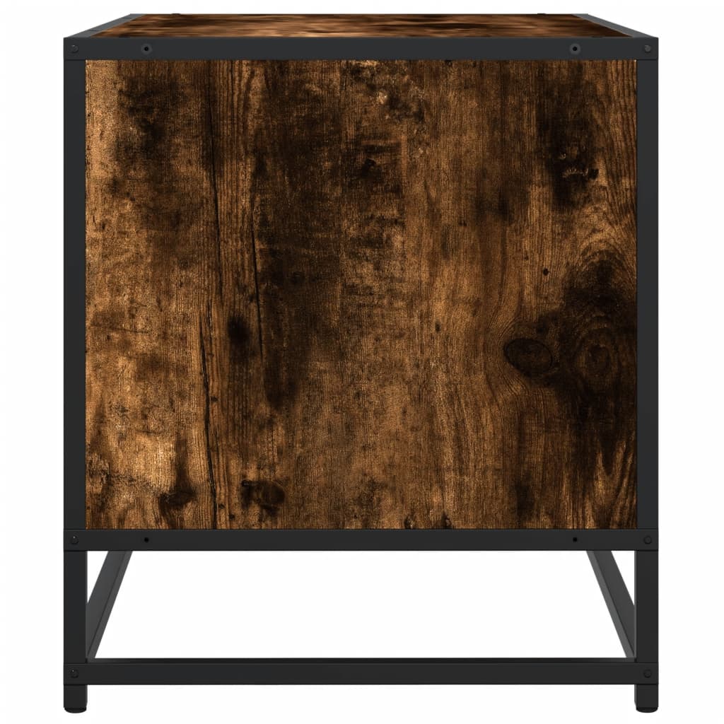 TV Cabinet Smoked Oak 91x40x46 cm Engineered Wood and Metal