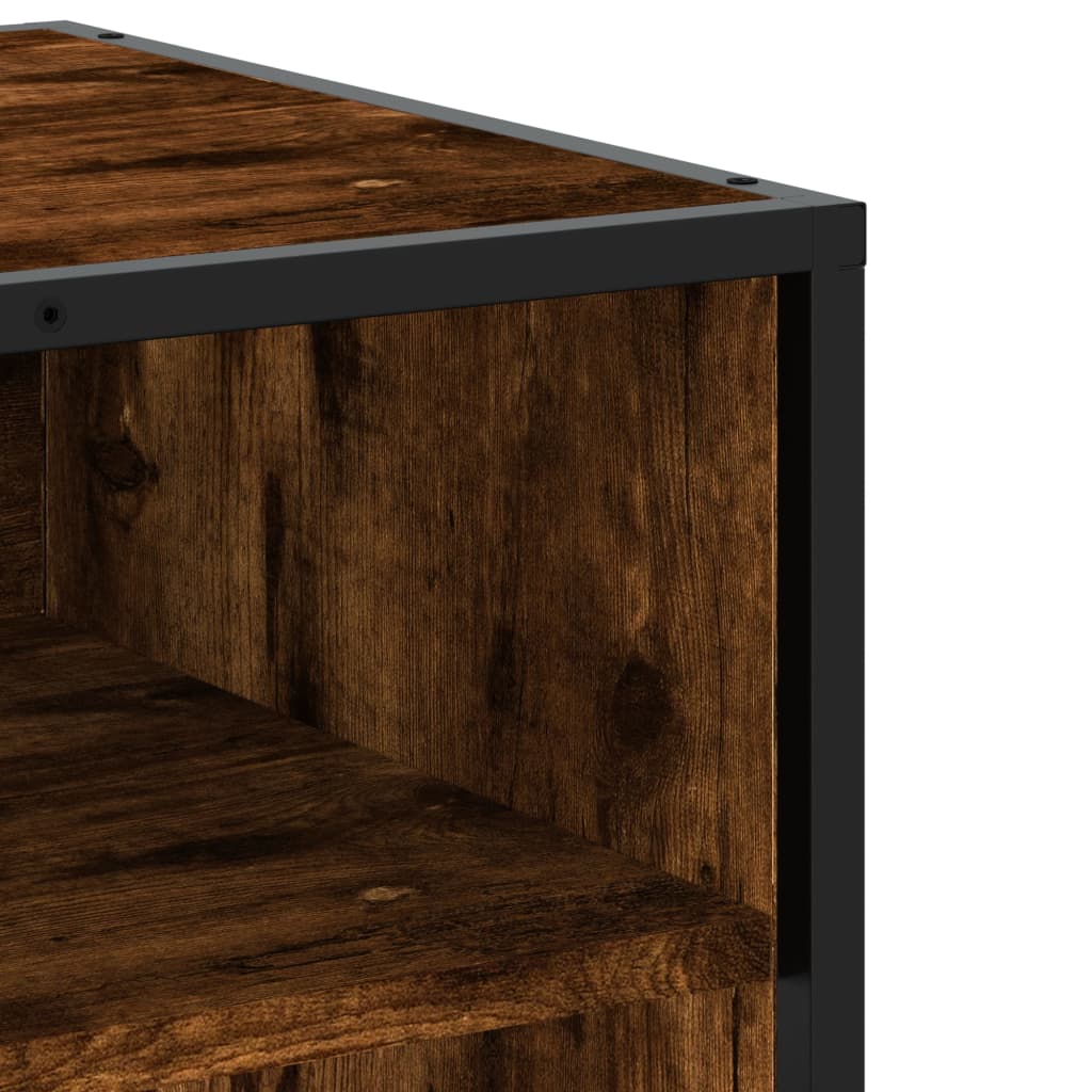 TV Cabinet Smoked Oak 91x40x46 cm Engineered Wood and Metal