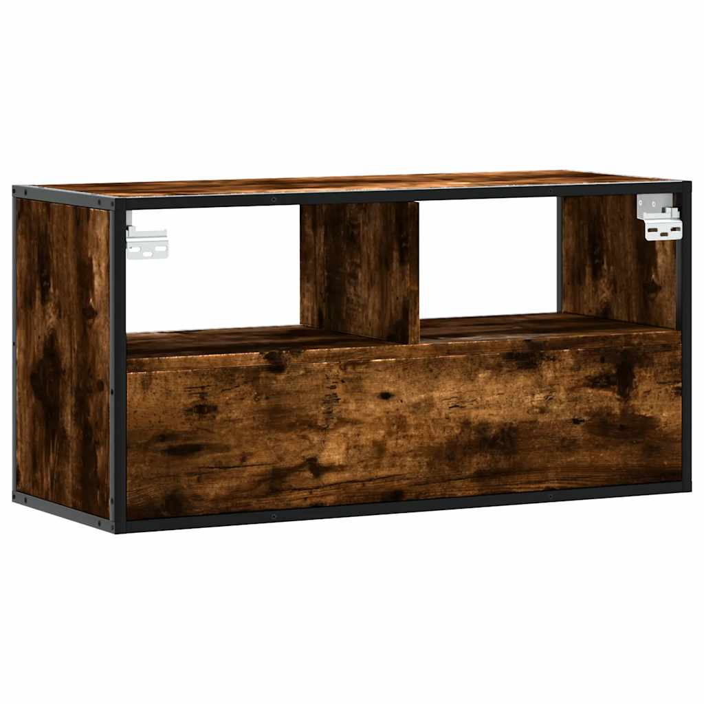 TV Cabinet Smoked Oak 80x31x39.5 cm Engineered Wood and Metal