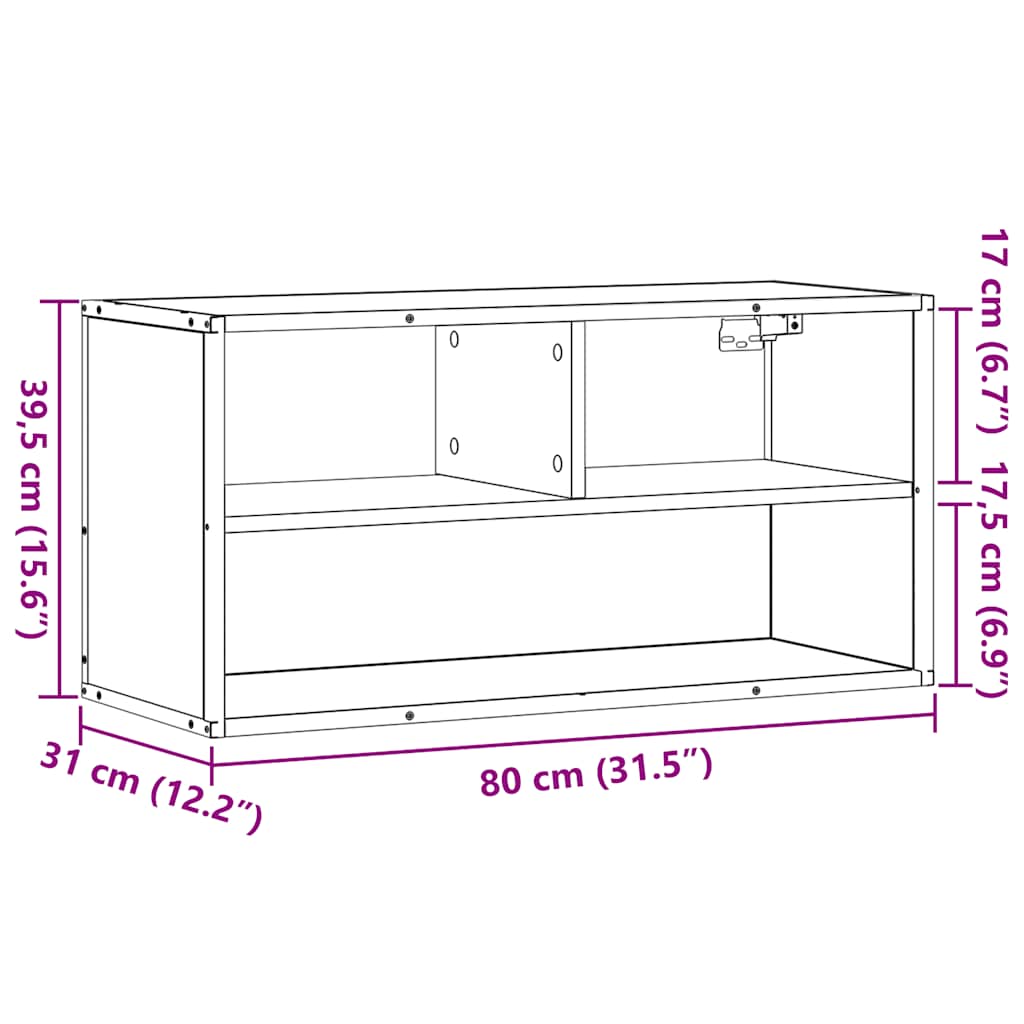 TV Cabinet Smoked Oak 80x31x39.5 cm Engineered Wood and Metal
