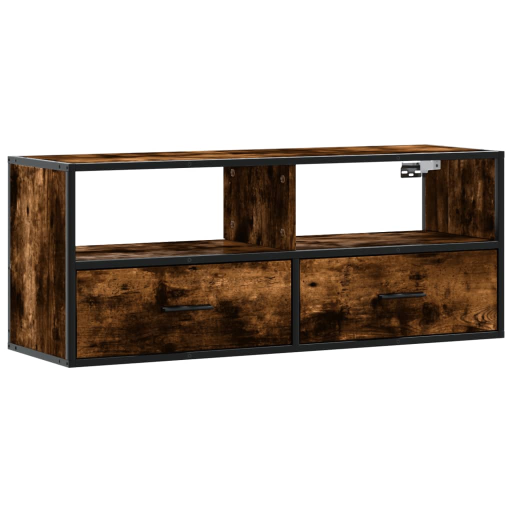 TV Cabinet Smoked Oak 100x31x39.5 cm Engineered Wood and Metal