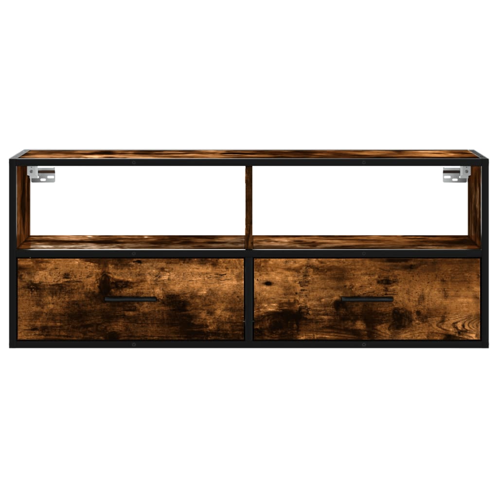 TV Cabinet Smoked Oak 100x31x39.5 cm Engineered Wood and Metal