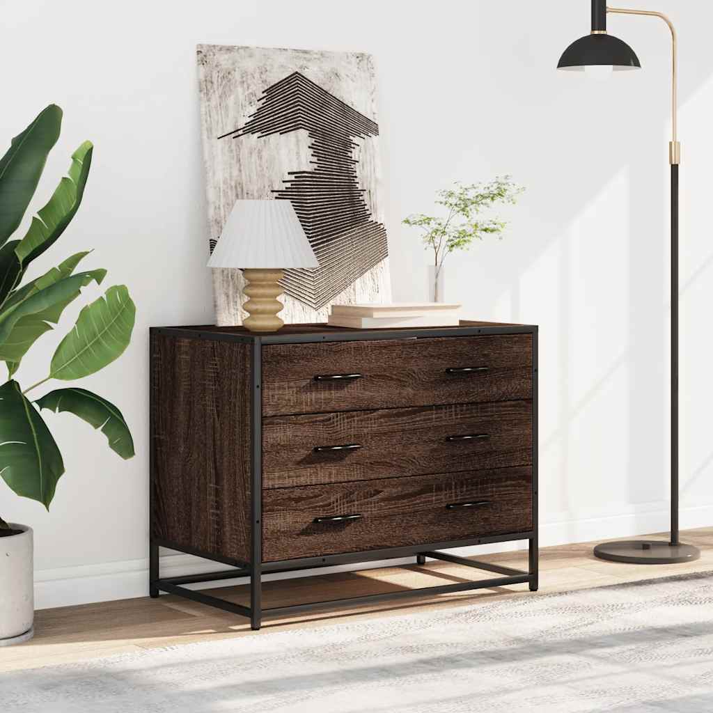 Drawer Cabinet Brown Oak 70x41x56 cm Engineered Wood