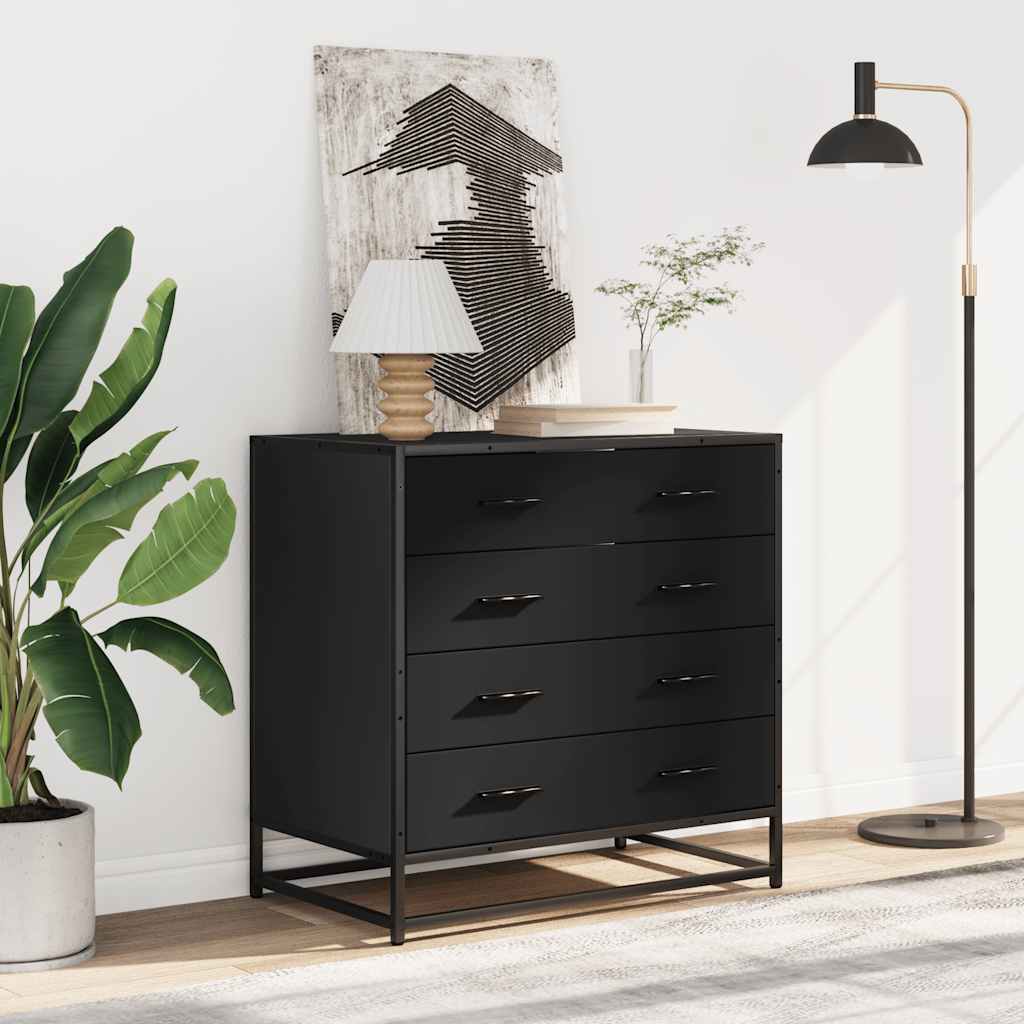 Drawer Cabinet Black 70x41x70 cm Engineered Wood