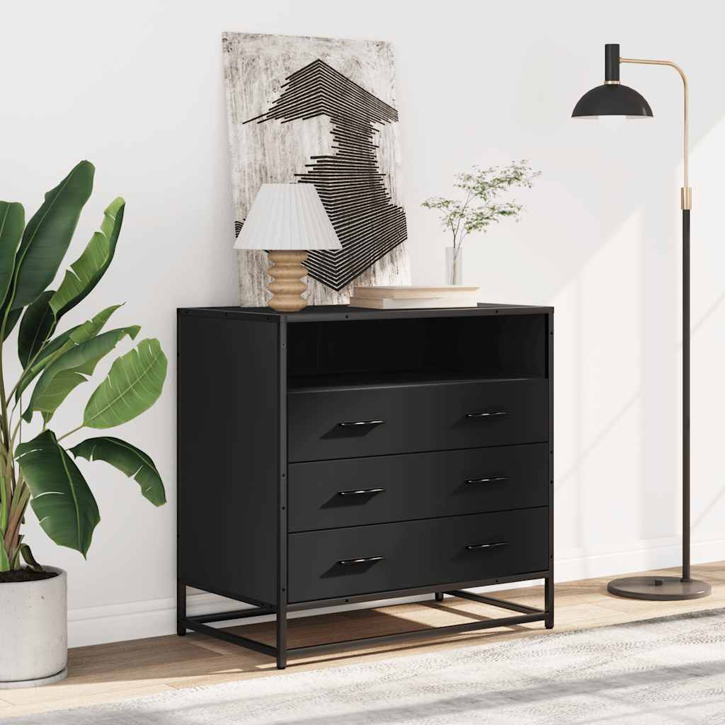 Drawer Cabinet Black 70x41x70 cm Engineered Wood
