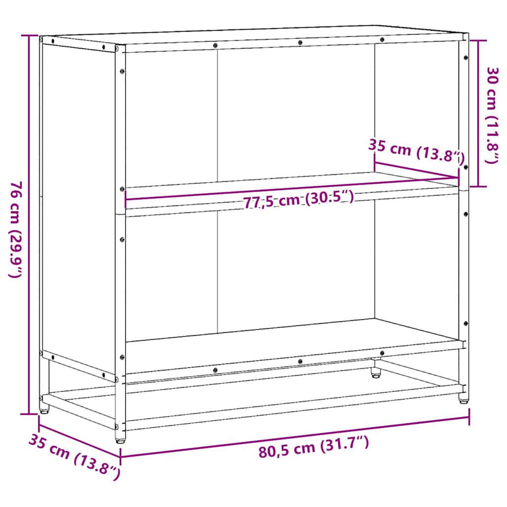 Book Cabinet Grey Sonoma 80.5x35x76 cm Engineered Wood