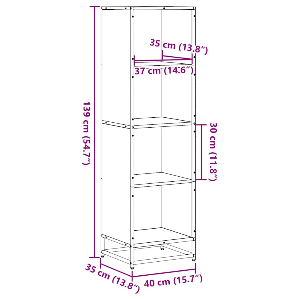 Book Cabinet Black 40x35x139 cm Engineered Wood