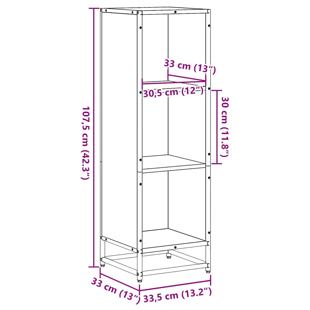 Book Cabinet Brown Oak 33.5x33x107.5 cm Engineered Wood