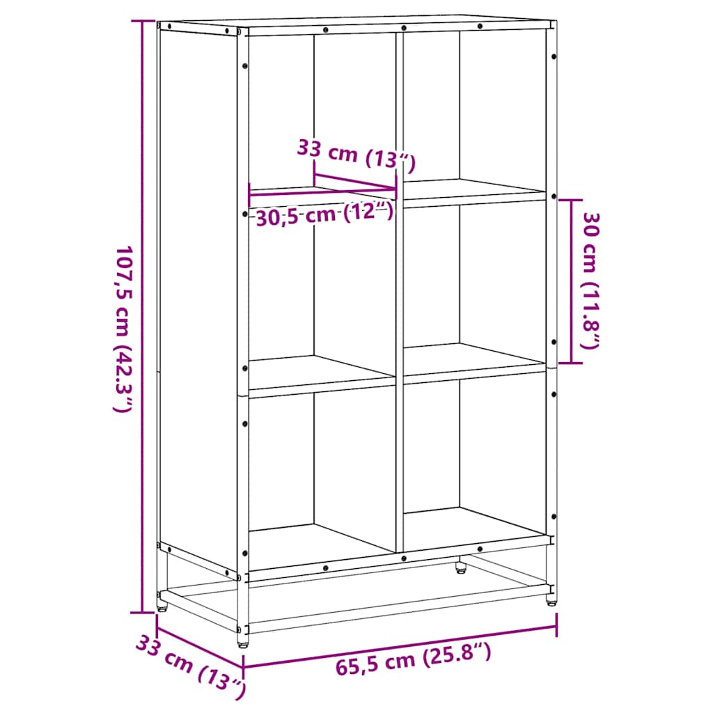 Book Cabinet Sonoma Oak 65.5x33x107.5 cm Engineered Wood
