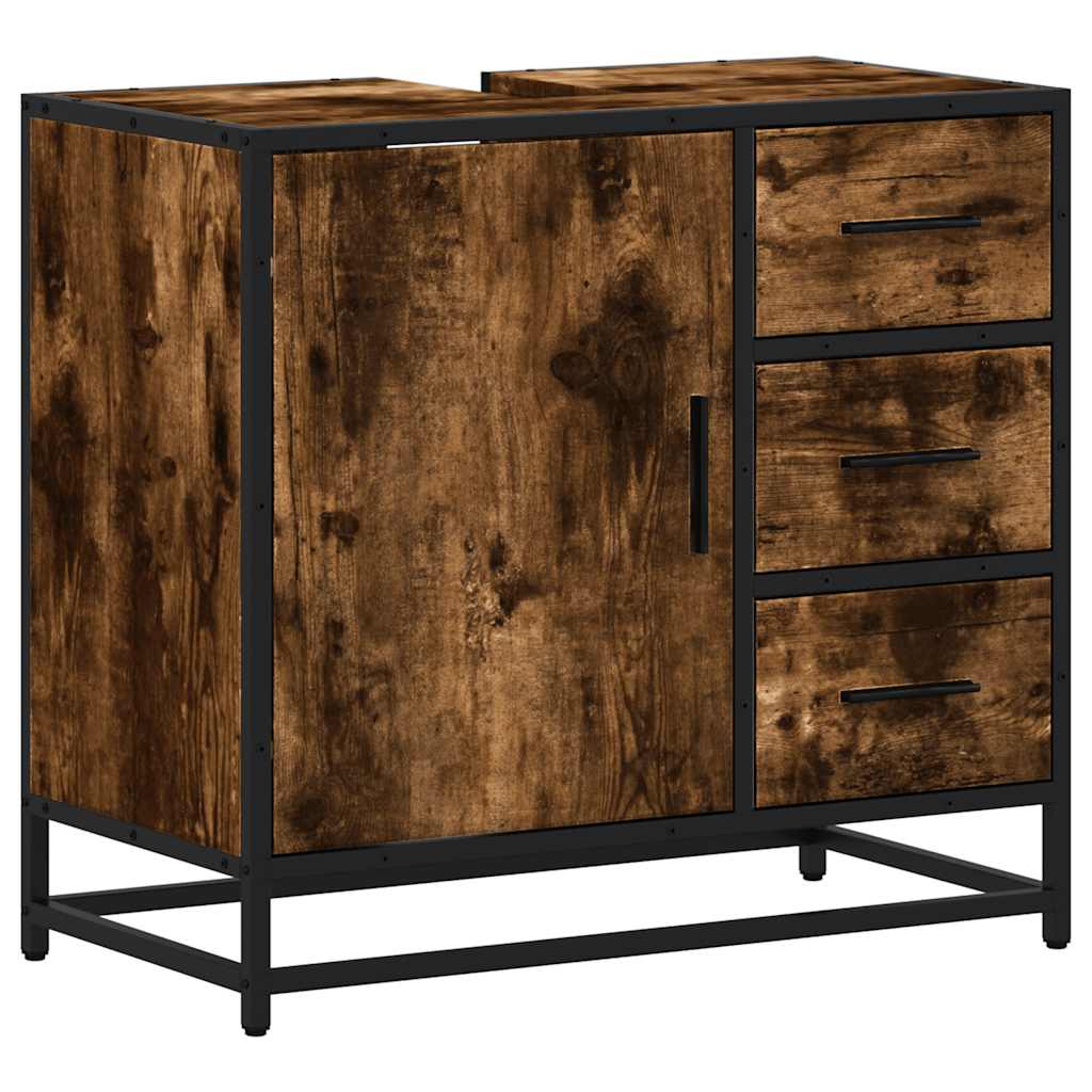 Bathroom Sink Cabinet Smoked Oak 65x33x60 cm Engineered Wood