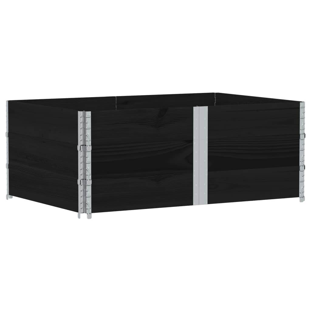 Pallet Collars 3 pcs Black 150x100 cm Solid Wood Pine