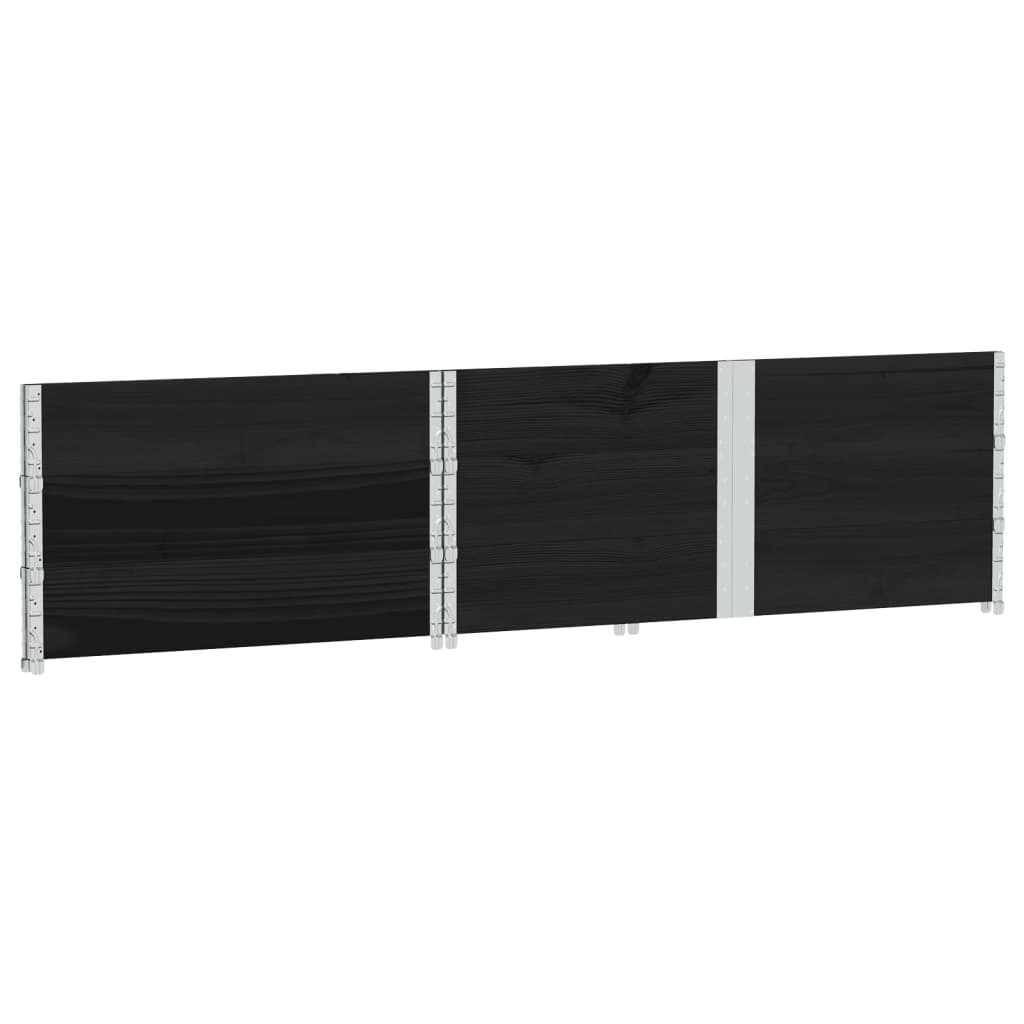 Pallet Collars 3 pcs Black 150x100 cm Solid Wood Pine
