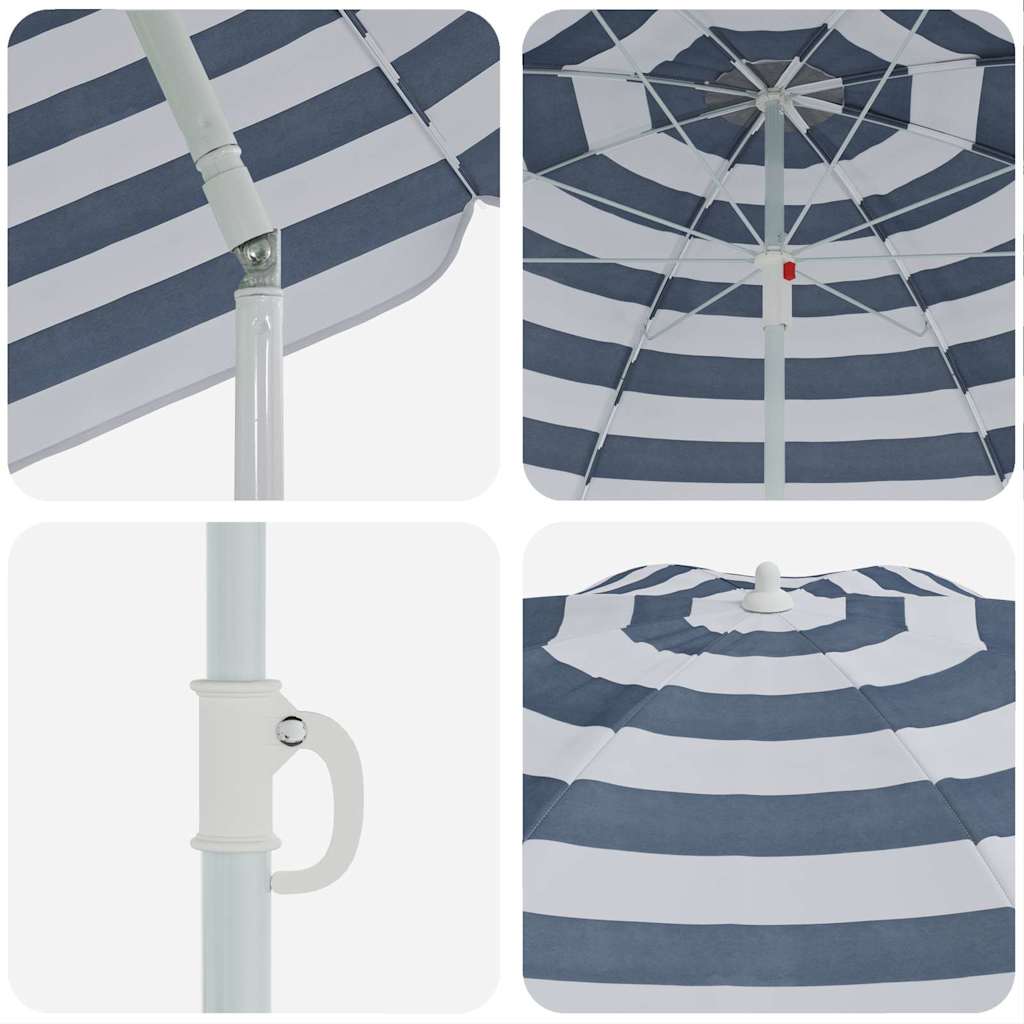Beach Parasol Blue and white 161 x 193 cm Polyester