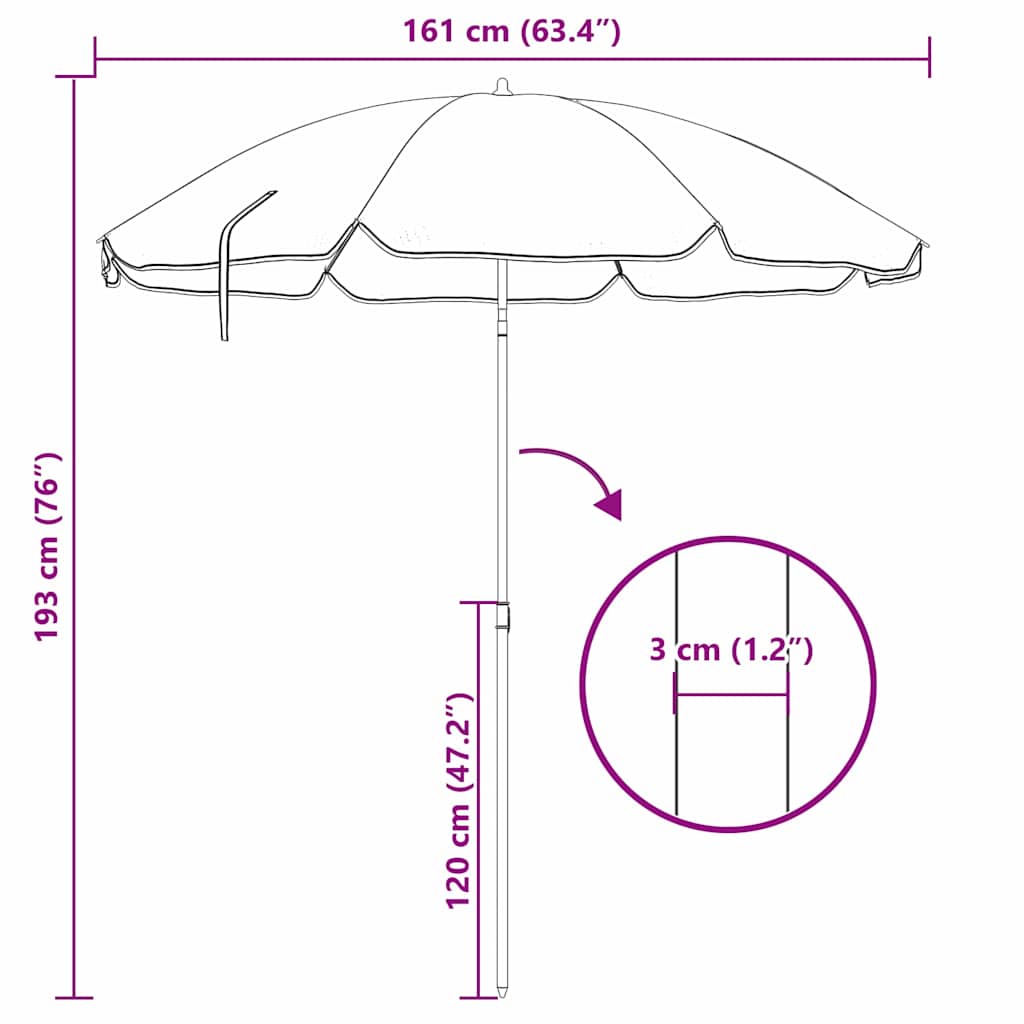 Beach Parasol Blue and white 161 x 193 cm Polyester