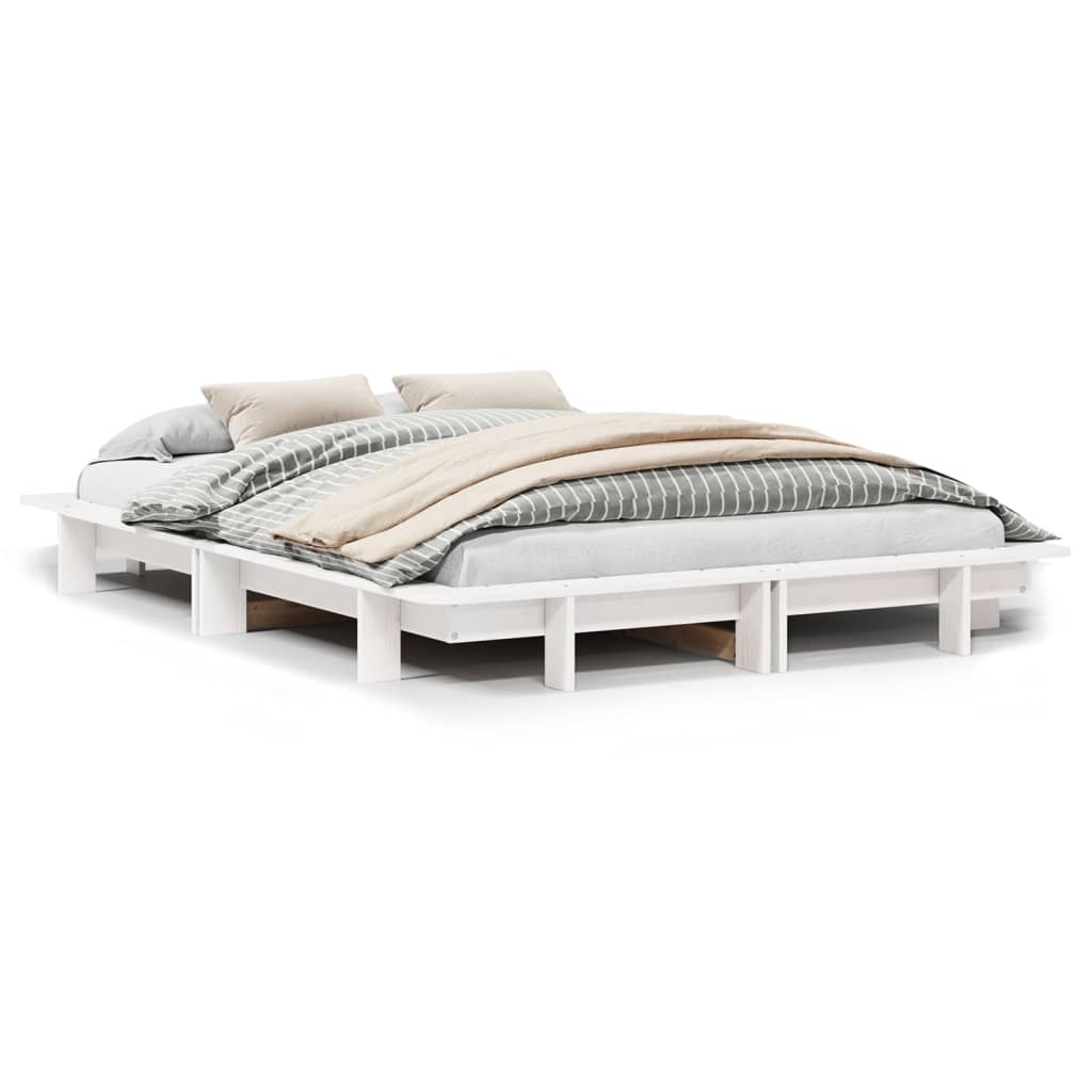 Bed Frame without Mattress White 120x200 cm Solid Wood Pine