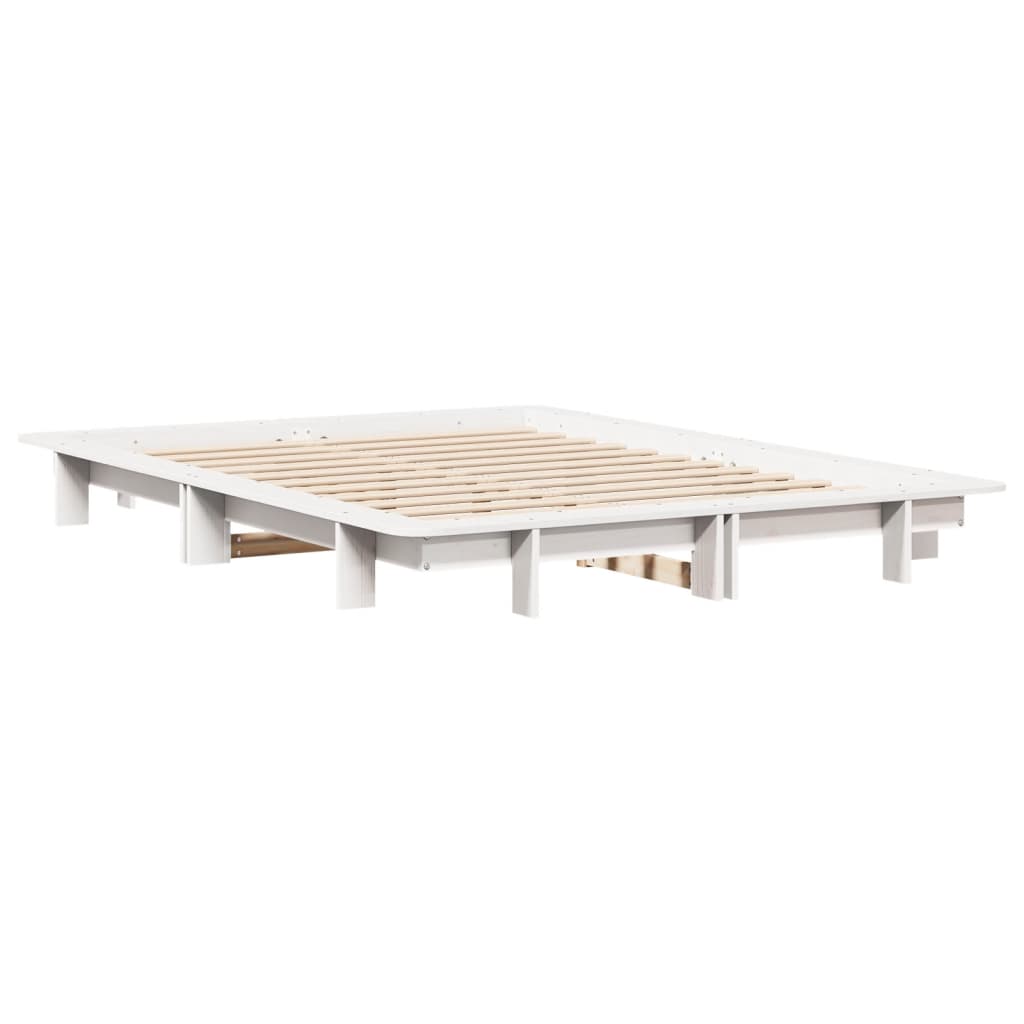 Bed Frame without Mattress White 120x200 cm Solid Wood Pine