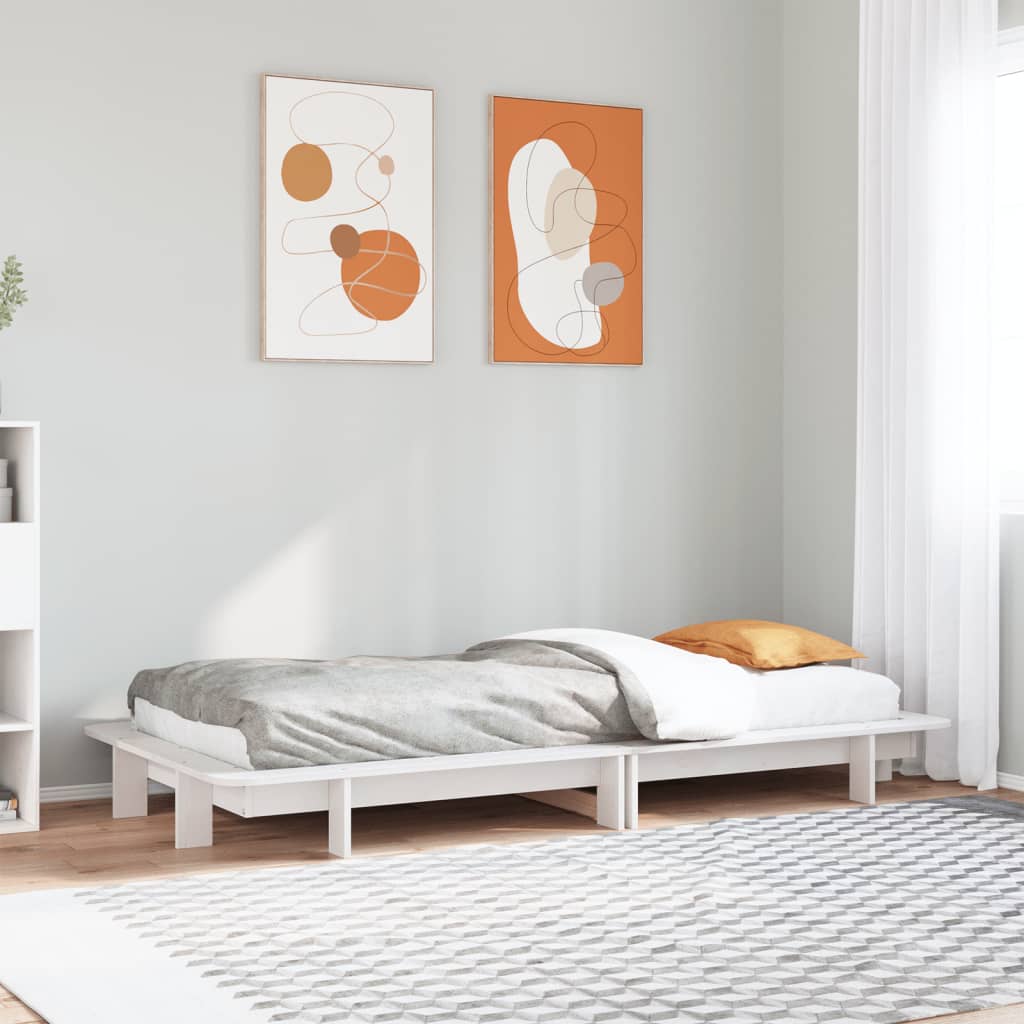 Bed Frame without Mattress White 100x200 cm Solid Wood Pine