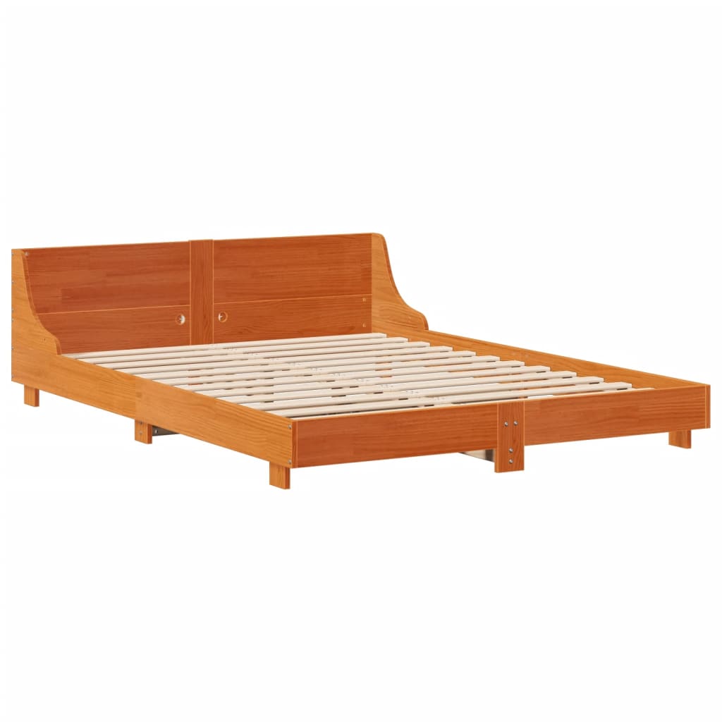Bed Frame without Mattress Wax Brown 140x190 cm Solid Wood Pine