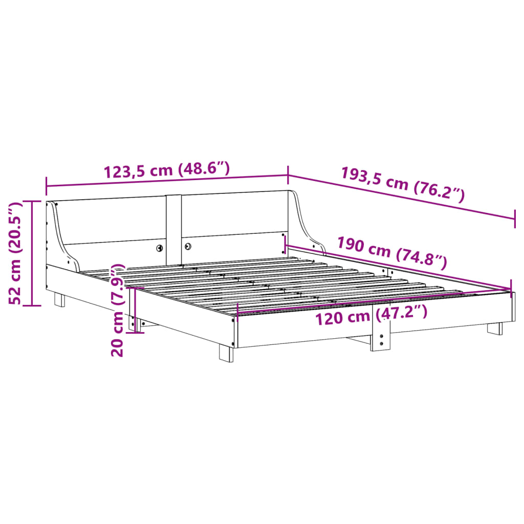 Bed Frame without Mattress White 120x190 cm Small Double Solid Wood Pine