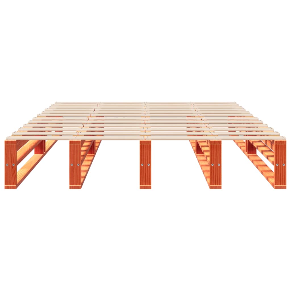 Bed Frame without Mattress Wax Brown 140x200 cm Solid Wood Pine