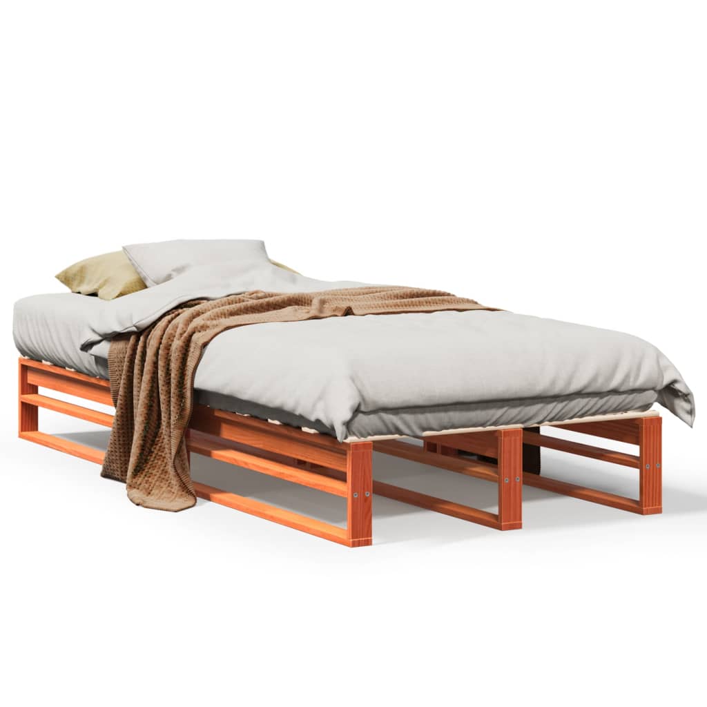 Bed Frame without Mattress Wax Brown 75x190 cm Small Single Solid Wood Pine