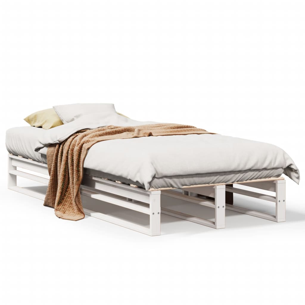 Bed Frame without Mattress White 90x190 cm Single Solid Wood Pine