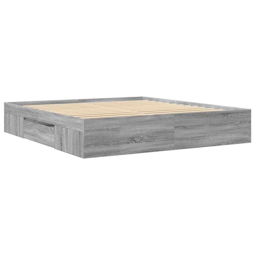 Bed Frame without Mattress Grey Sonoma 180x200 cm Super King Engineered Wood