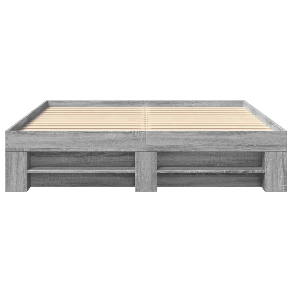 Bed Frame without Mattress Grey Sonoma 160x200 cm Engineered Wood