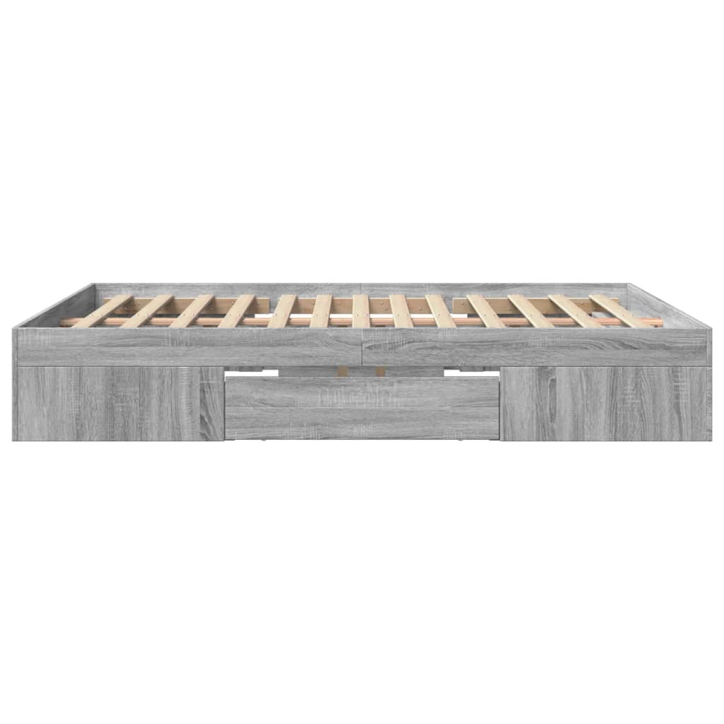 Bed Frame without Mattress Grey Sonoma 160x200 cm Engineered Wood