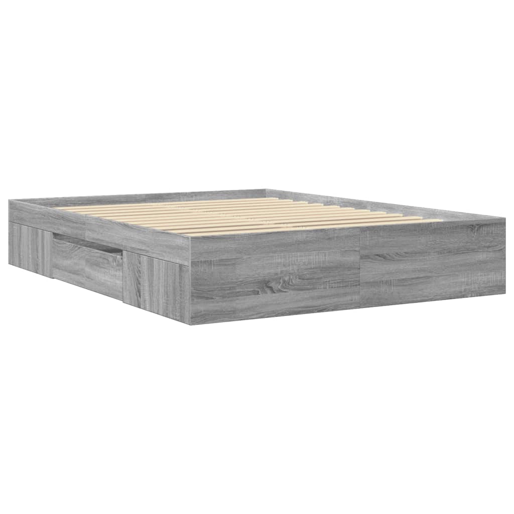 Bed Frame without Mattress Grey Sonoma 160x200 cm Engineered Wood