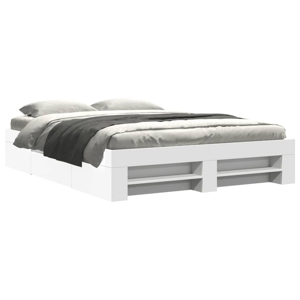 Bed Frame without Mattress White 150x200 cm King Size Engineered Wood