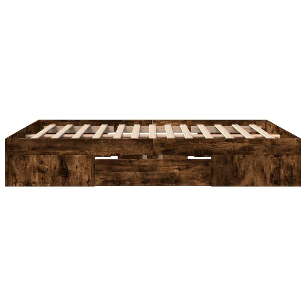 Bed Frame without Mattress Smoked Oak 150x200 cm King Size Engineered Wood