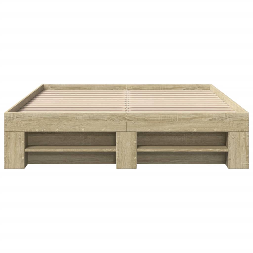 Bed Frame without Mattress Sonoma Oak 140x200 cm Engineered Wood