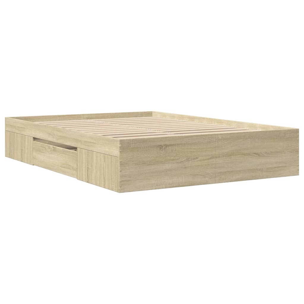 Bed Frame without Mattress Sonoma Oak 140x200 cm Engineered Wood